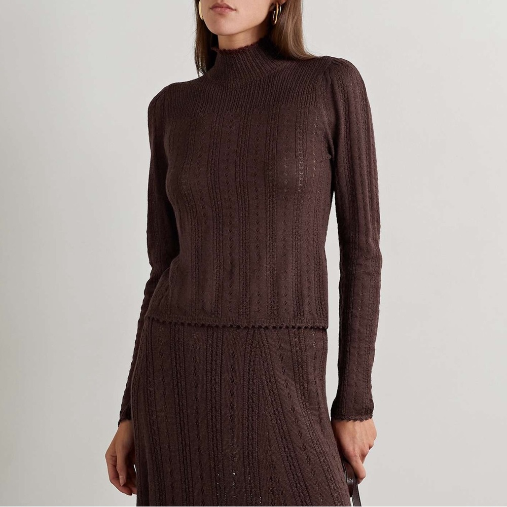 💋SOLD💋🍂🤎DÔEN ‘Minou’ Silk Baby Alpaca Brown Turtleneck M✨ - Picture 12 of 14